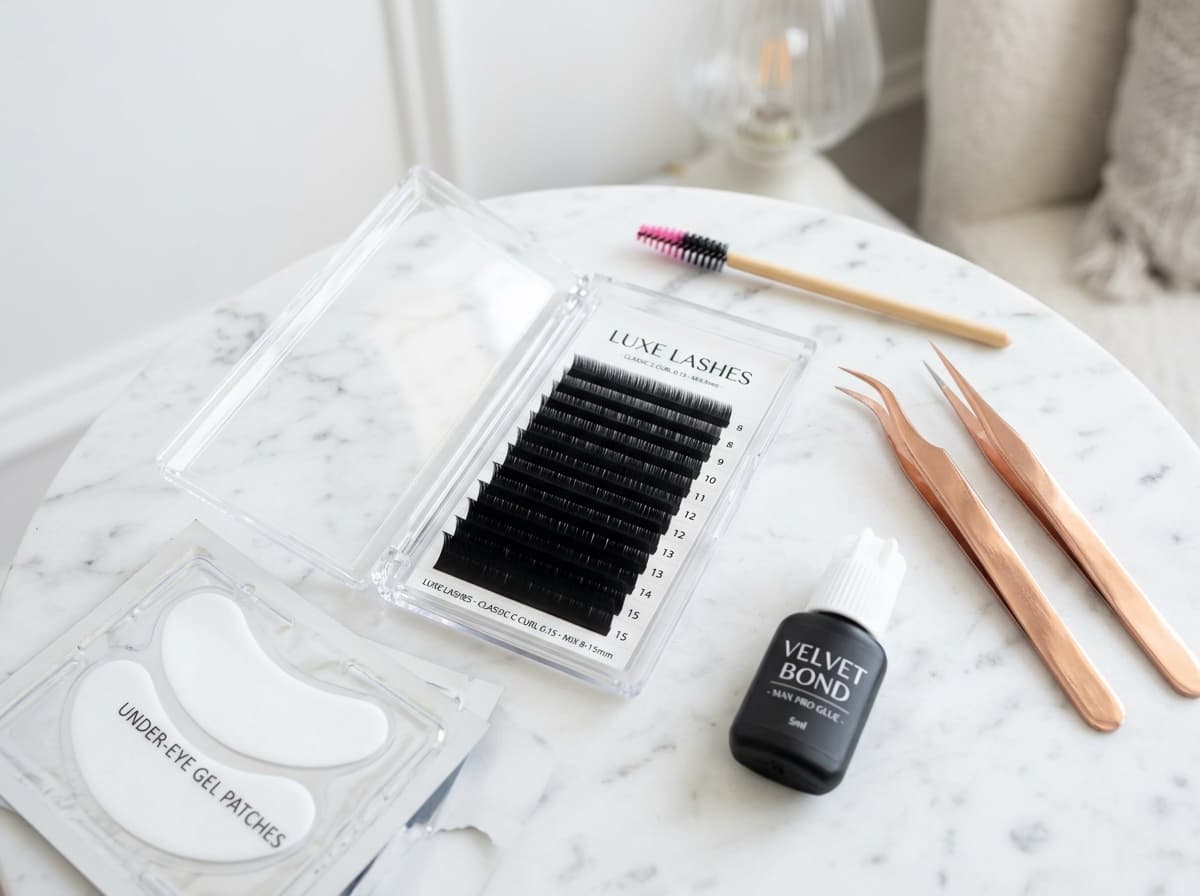 Material e insumos para lashistas, extensiones y pinzas de precisión